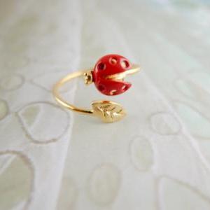 Red Ladybug Ring