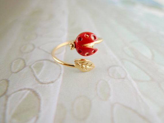 Red Ladybug Ring